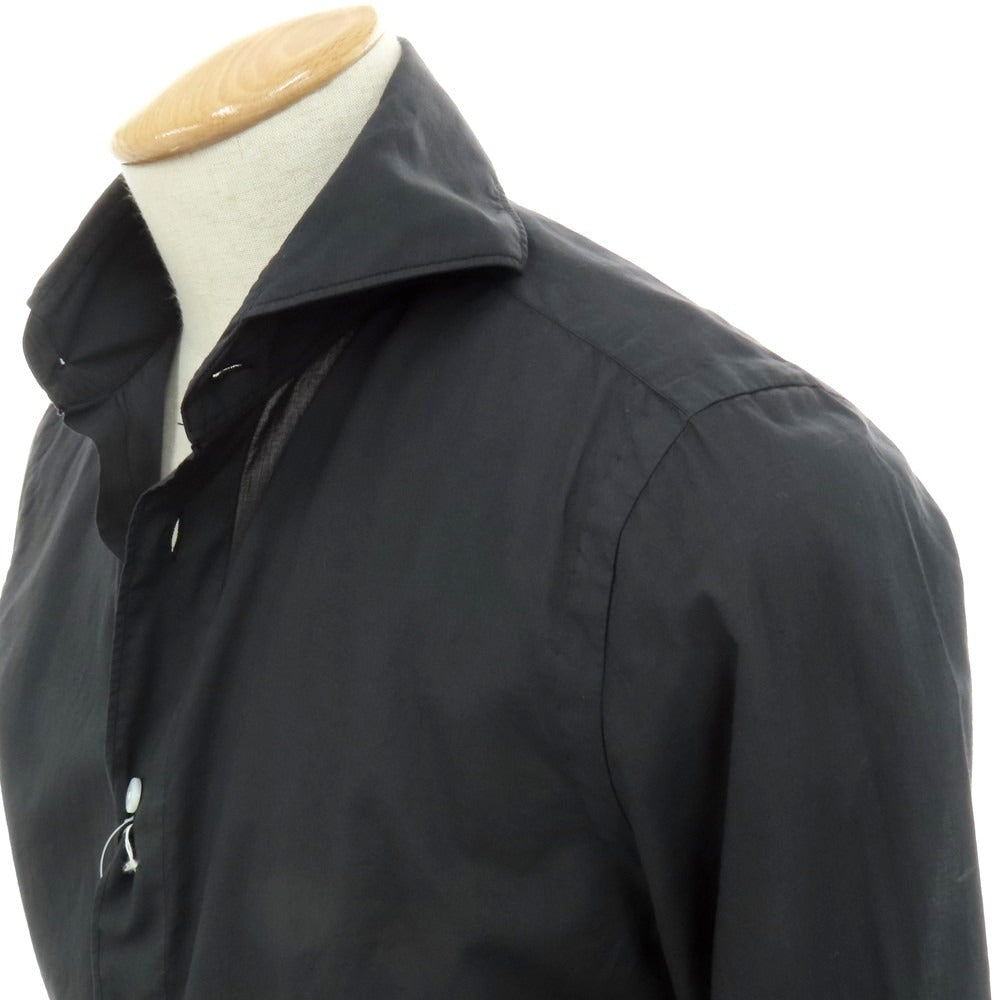 【新品】フィナモレ Finamore SERGIO Super Light Cotton カッタウェイシャツ ブラック【 S 】【 状態ランクN 】【 メンズ 】