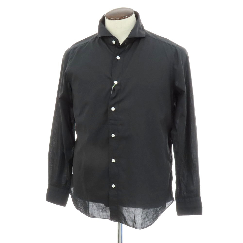 【新品】フィナモレ Finamore SERGIO Super Light Cotton カッタウェイシャツ ブラック【 L 】【 状態ランクN 】【 メンズ 】