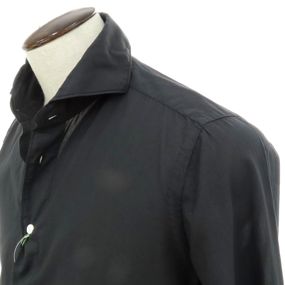 【新品】フィナモレ Finamore SERGIO Super Light Cotton カッタウェイシャツ ブラック【 L 】【 状態ランクN 】【 メンズ 】