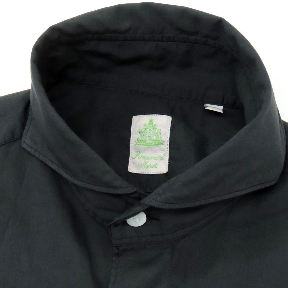 【新品】フィナモレ Finamore SERGIO Super Light Cotton カッタウェイシャツ ブラック【 L 】【 状態ランクN 】【 メンズ 】