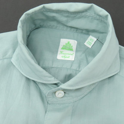 【新品】フィナモレ Finamore SERGIO Super Light Cotton カッタウェイシャツ ライトグリーン【 XS 】【 状態ランクN 】【 メンズ 】
