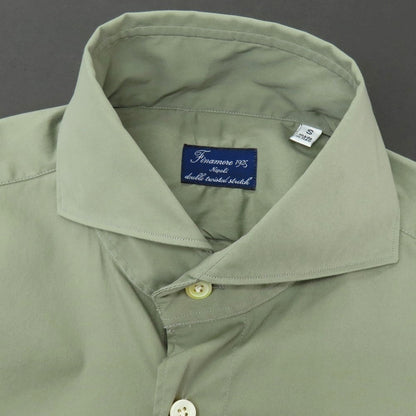 【新品アウトレット】フィナモレ Finamore SERGIO ストレッチコットン カッタウェイシャツ オリーブ【 S 】【 状態ランクN- 】【 メンズ 】
