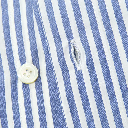 【新品】フィナモレ Finamore SERGIO ストライプ カッタウェイシャツ ネイビーxホワイト【 M 】【 状態ランクN 】【 メンズ 】