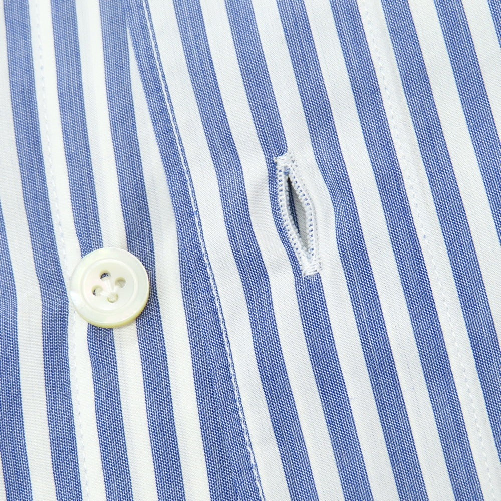 【新品】フィナモレ Finamore SERGIO ストライプ カッタウェイシャツ ネイビーxホワイト【 M 】【 状態ランクN 】【 メンズ 】