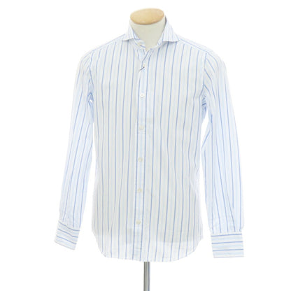 【新品】フィナモレ Finamore SERGIO ストライプ カッタウェイシャツ ブルーxホワイト【 XS 】【 状態ランクN 】【 メンズ 】