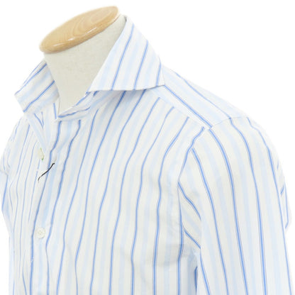 【新品】フィナモレ Finamore SERGIO ストライプ カッタウェイシャツ ブルーxホワイト【 XS 】【 状態ランクN 】【 メンズ 】