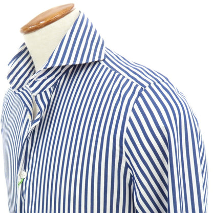 【新品】フィナモレ Finamore SERGIO ロンドンストライプ カッタウェイシャツ ネイビーxホワイト【 S 】【 状態ランクN 】【 メンズ 】