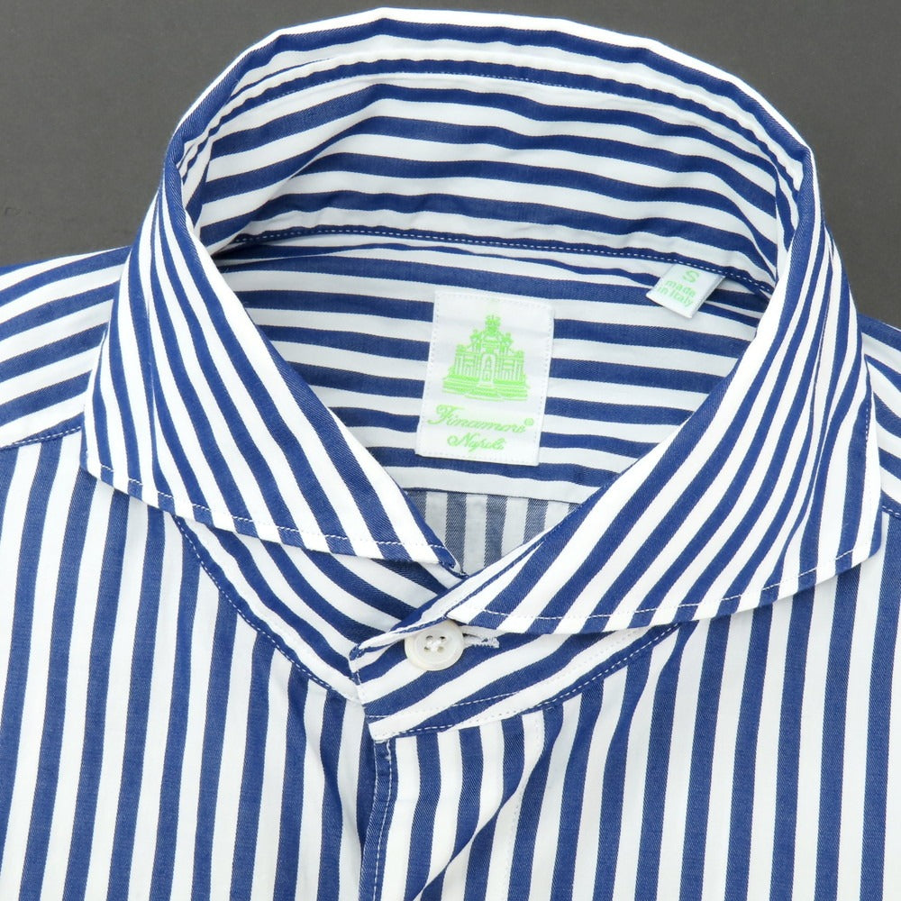 【新品】フィナモレ Finamore SERGIO ロンドンストライプ カッタウェイシャツ ネイビーxホワイト【 S 】【 状態ランクN 】【 メンズ 】