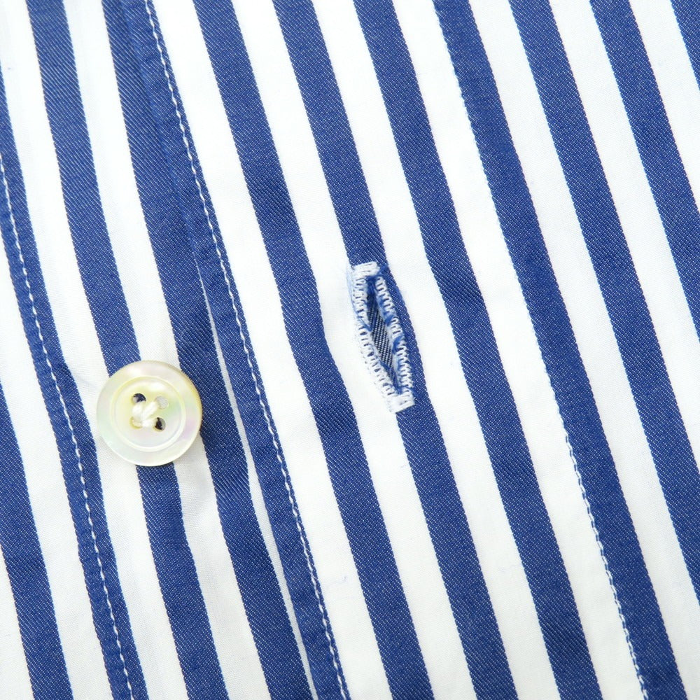 【新品】フィナモレ Finamore SERGIO ロンドンストライプ カッタウェイシャツ ネイビーxホワイト【 S 】【 状態ランクN 】【 メンズ 】