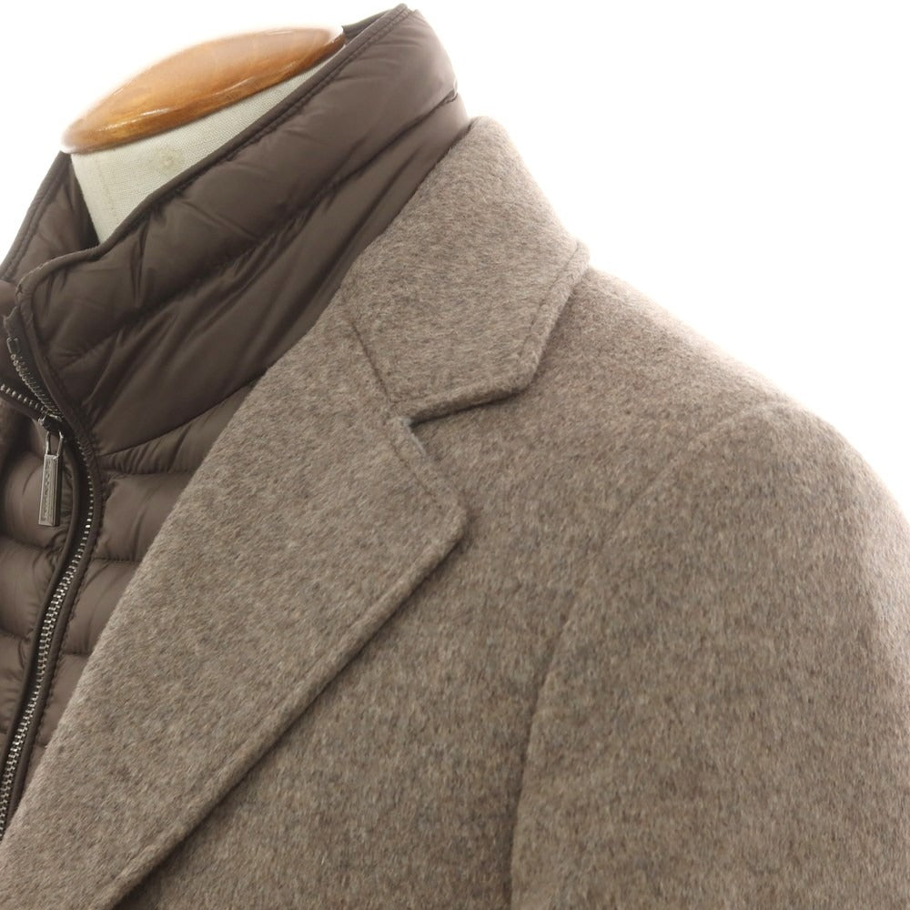 【中古】ムーレー MOORER HARRIS-LE ウールカシミヤ 2WAY チェスターフィールドコート グレージュ系【 46 】【 状態ランクA 】【 メンズ 】