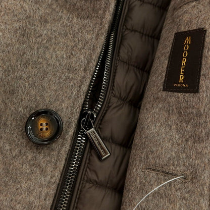 【中古】ムーレー MOORER HARRIS-LE ウールカシミヤ 2WAY チェスターフィールドコート グレージュ系【 46 】【 状態ランクA 】【 メンズ 】