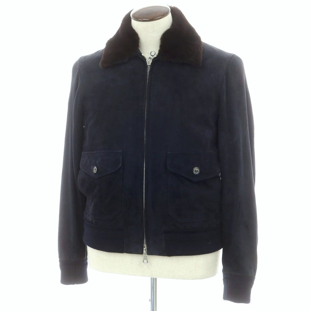 【中古】チンクアンタ Cinquanta ゴートスエード レザーブルゾン ダークネイビー【 50 】【 状態ランクA 】【 メンズ 】