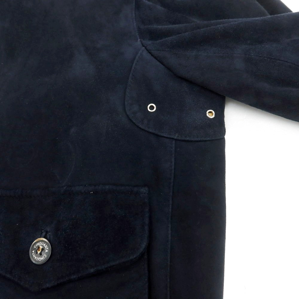 【中古】チンクアンタ Cinquanta ゴートスエード レザーブルゾン ダークネイビー【 50 】【 状態ランクA 】【 メンズ 】