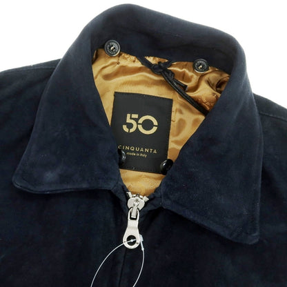 【中古】チンクアンタ Cinquanta ゴートスエード レザーブルゾン ダークネイビー【 50 】【 状態ランクA 】【 メンズ 】