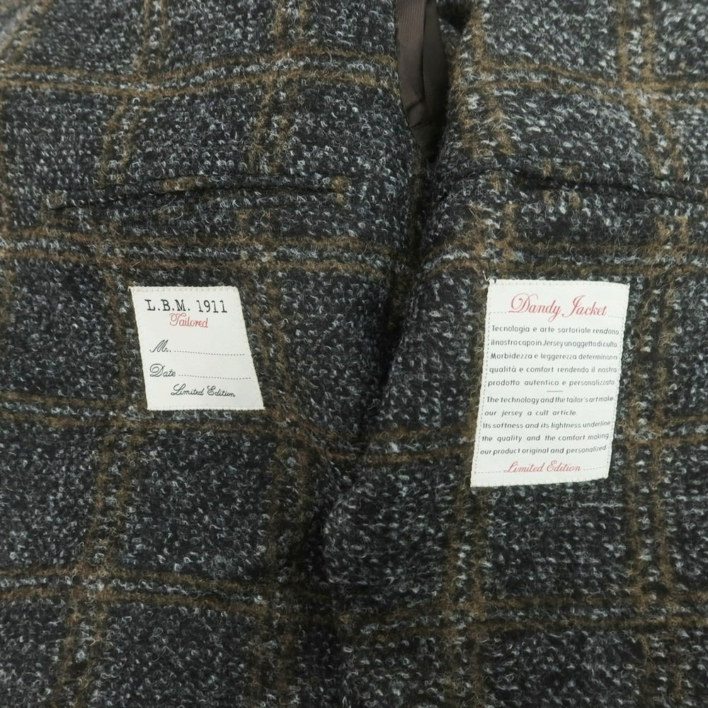 【中古】エルビーエム1911 L.B.M.1911 アクリルウール チェック カジュアルジャケット グレーxブラウン【 48 】【 状態ランクA 】【 メンズ 】