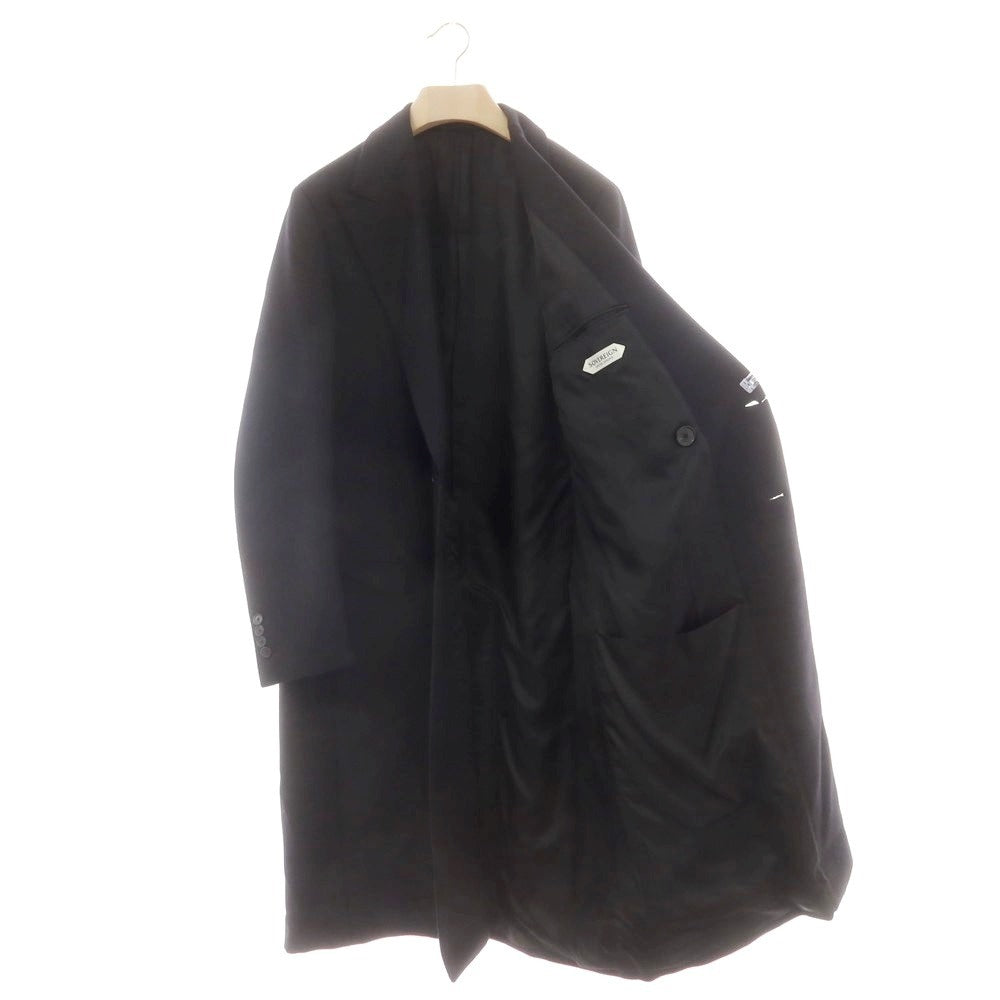 【中古】カルーゾ CARUSO SOVEREIGN別注 ツイルウール ダブルブレストコート ブラック【 表記なし（L位） 】【 状態ランクA 】【 メンズ 】