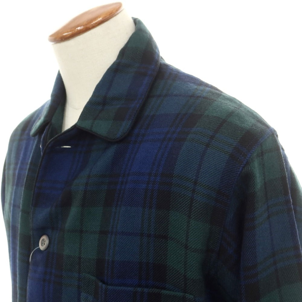 【中古】デレク ローズ Derek Rose ウール チェック パジャマシャツ グリーンxネイビーブルー【 M 】【 状態ランクA 】【 メンズ 】