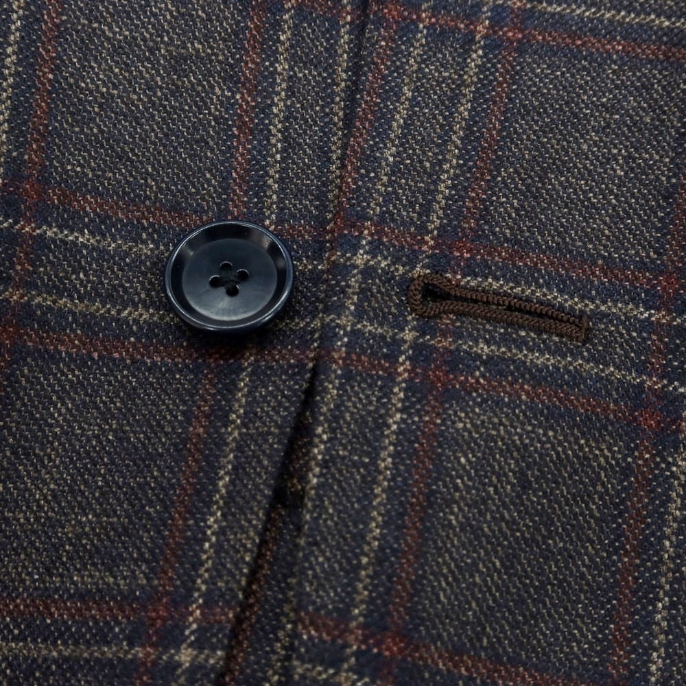 【中古】トゥモローランド TOMORROWLAND シルクカシミヤ チェック テーラードジャケット ネイビー×ベージュxマルーン【 52 】【 状態ランクB 】【 メンズ 】