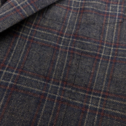 【中古】トゥモローランド TOMORROWLAND シルクカシミヤ チェック テーラードジャケット ネイビー×ベージュxマルーン【 52 】【 状態ランクB 】【 メンズ 】