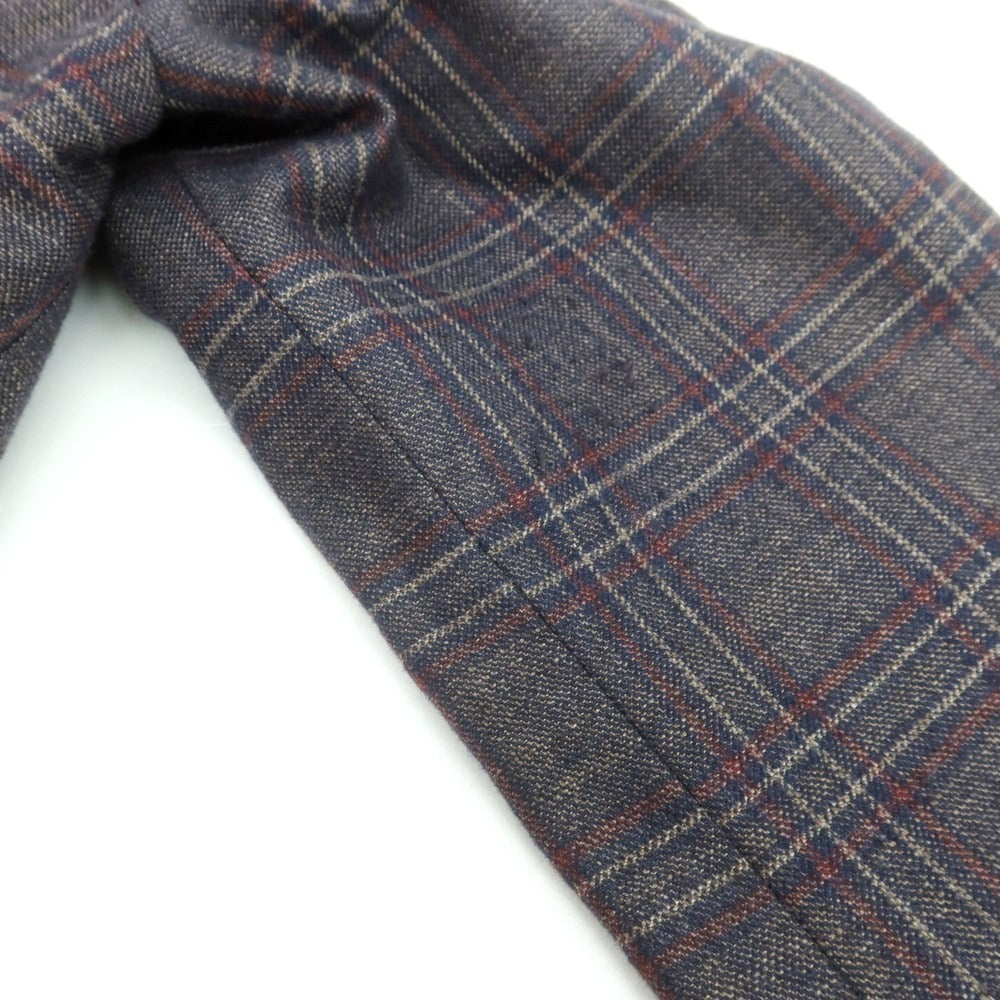 【中古】トゥモローランド TOMORROWLAND シルクカシミヤ チェック テーラードジャケット ネイビー×ベージュxマルーン【 52 】【 状態ランクB 】【 メンズ 】