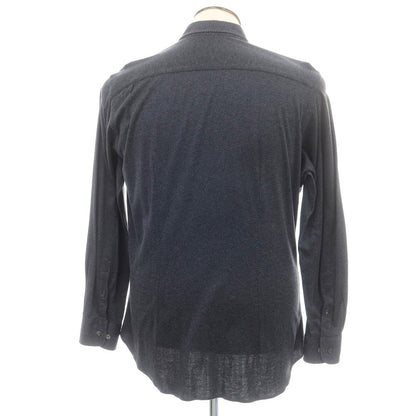 【中古】ジョルジオアルマーニ GIORGIO ARMANI コットン ヘリンボーン織り スナップダウン カジュアルシャツ ネイビーxグレー【 43 】【 状態ランクB 】【 メンズ 】