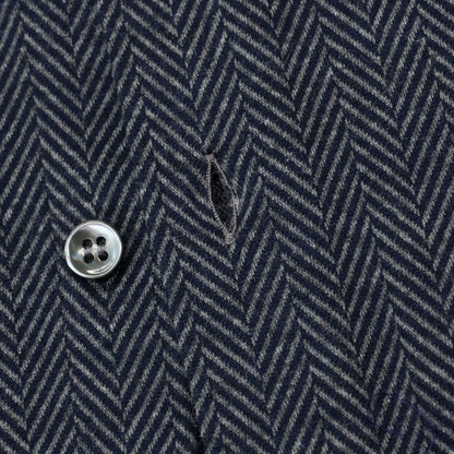 【中古】ジョルジオアルマーニ GIORGIO ARMANI コットン ヘリンボーン織り スナップダウン カジュアルシャツ ネイビーxグレー【 43 】【 状態ランクB 】【 メンズ 】