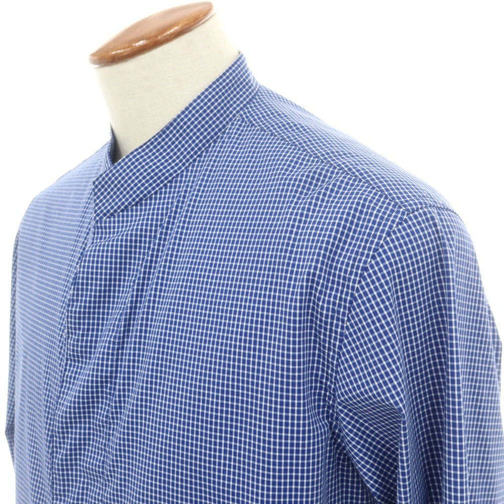 【中古】【未使用】アルマーニ コレッツォーニ ARMANI COLLEZIONI ストレッチ コットンナイロン チェック カジュアルシャツ ブルーxホワイト【 M 】【 状態ランクS 】【 メンズ 】