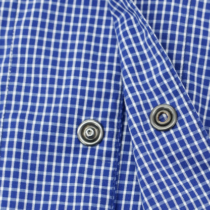 【中古】【未使用】アルマーニ コレッツォーニ ARMANI COLLEZIONI ストレッチ コットンナイロン チェック カジュアルシャツ ブルーxホワイト【 M 】【 状態ランクS 】【 メンズ 】