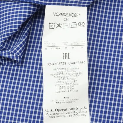 【中古】【未使用】アルマーニ コレッツォーニ ARMANI COLLEZIONI ストレッチ コットンナイロン チェック カジュアルシャツ ブルーxホワイト【 M 】【 状態ランクS 】【 メンズ 】