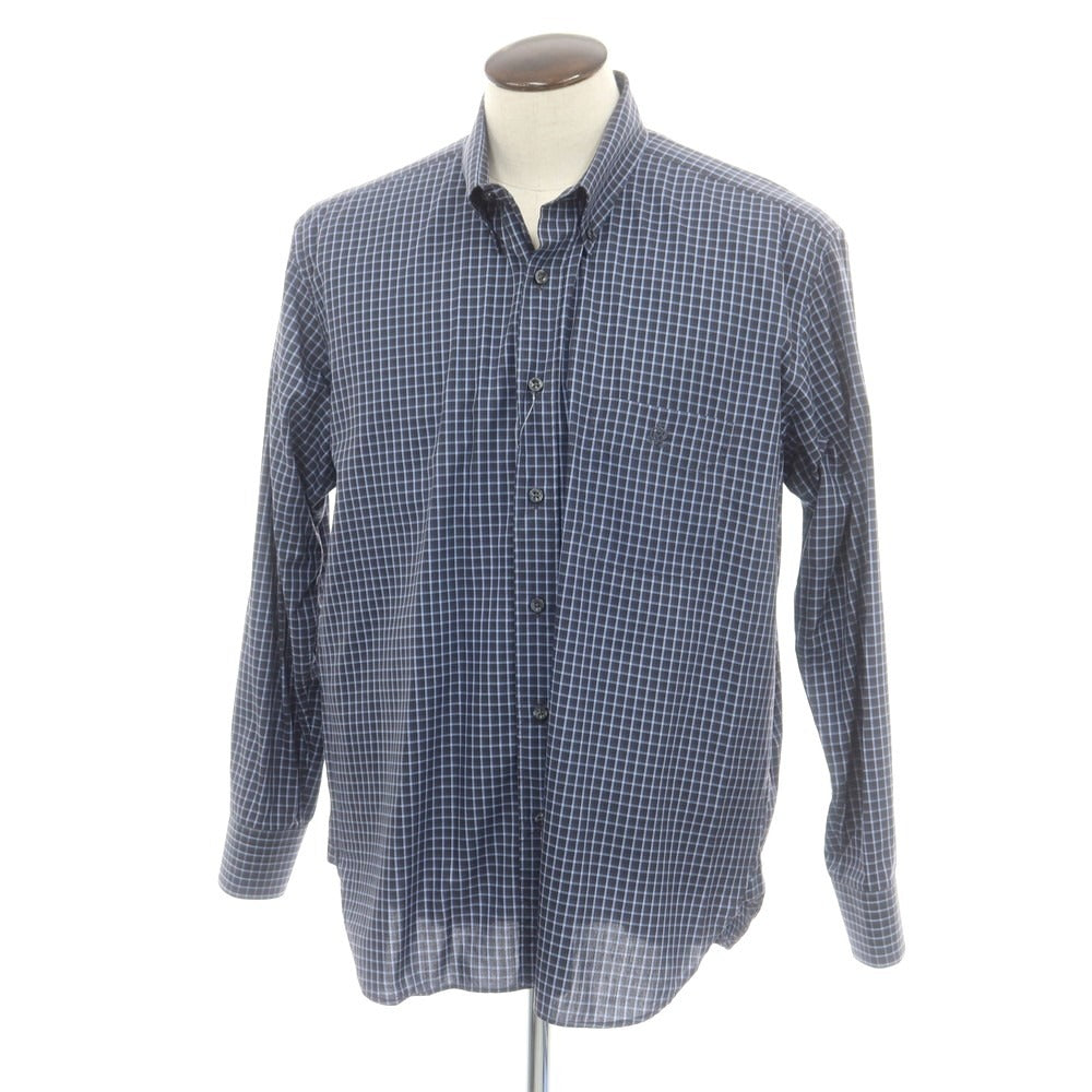 【中古】ダンヒル Dunhill コットン チェック ボタンダウン カジュアルシャツ ダークグレーxライトブルー【 XL 】【 状態ランクB 】【 メンズ 】