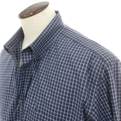 【中古】ダンヒル Dunhill コットン チェック ボタンダウン カジュアルシャツ ダークグレーxライトブルー【 XL 】【 状態ランクB 】【 メンズ 】