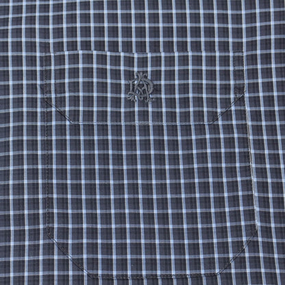 【中古】ダンヒル Dunhill コットン チェック ボタンダウン カジュアルシャツ ダークグレーxライトブルー【 XL 】【 状態ランクB 】【 メンズ 】