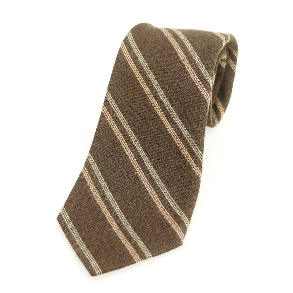 【中古】フェアファクス FAIRFAX レーヨンシルク ストライプ柄ネクタイ ダークブラウンxベージュ【 状態ランクB 】【 メンズ 】 [CPD]