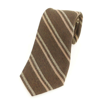 【中古】フェアファクス FAIRFAX レーヨンシルク ストライプ柄ネクタイ ダークブラウンxベージュ【 状態ランクB 】【 メンズ 】