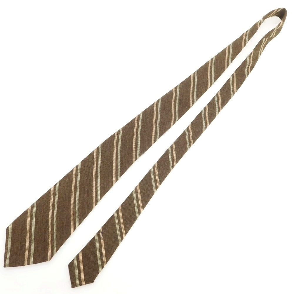 【中古】フェアファクス FAIRFAX レーヨンシルク ストライプ柄ネクタイ ダークブラウンxベージュ【 状態ランクB 】【 メンズ 】 [CPD]