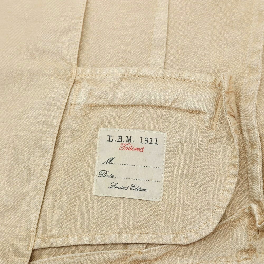 【中古】エルビーエム1911 L.B.M.1911 リネンコットン ヘリンボーン ダブル カジュアル系ジレ ベスト ベージュ【サイズ44 R】【 状態ランクB 】【 メンズ 】
