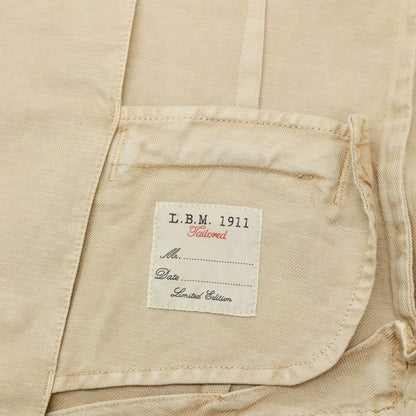 【中古】エルビーエム1911 L.B.M.1911 リネンコットン ヘリンボーン ダブル カジュアル系ジレ ベスト ベージュ【サイズ44 R】【 状態ランクB 】【 メンズ 】
