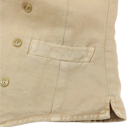 【中古】エルビーエム1911 L.B.M.1911 リネンコットン ヘリンボーン ダブル カジュアル系ジレ ベスト ベージュ【サイズ44 R】【 状態ランクB 】【 メンズ 】