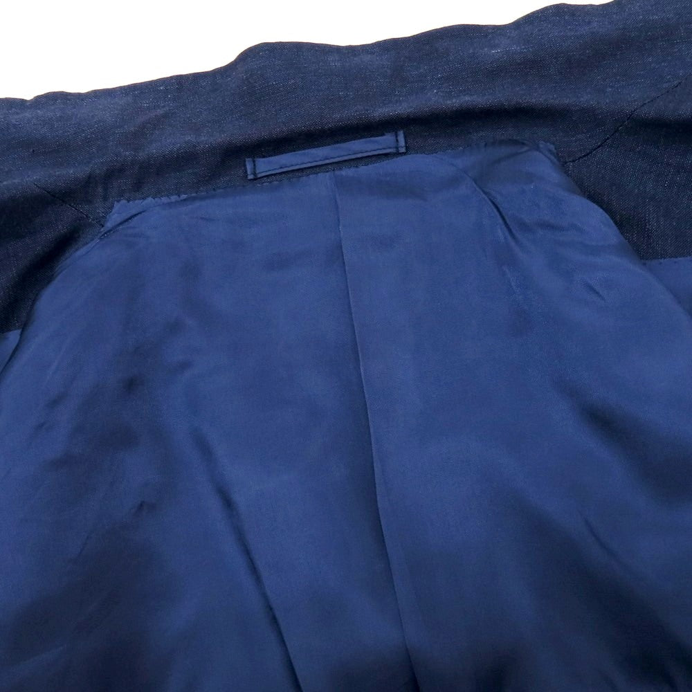 【中古】グジ guji ウールリネン 3B テーラードジャケット ネイビー【 44 】【 状態ランクC 】【 メンズ 】