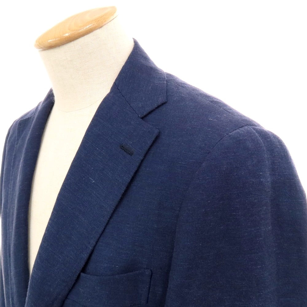 【中古】グジ guji ウールリネン 3B テーラードジャケット ネイビー【 44 】【 状態ランクC 】【 メンズ 】