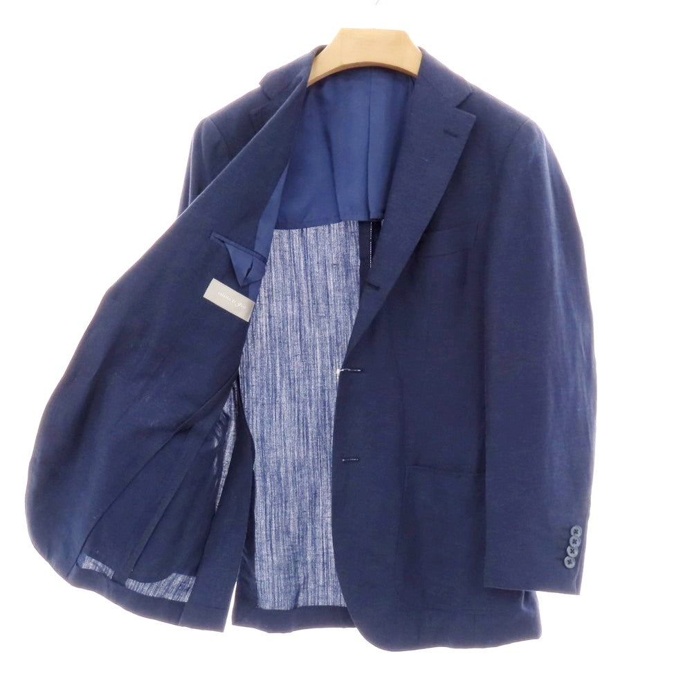 【中古】グジ guji ウールリネン 3B テーラードジャケット ネイビー【 44 】【 状態ランクC 】【 メンズ 】
