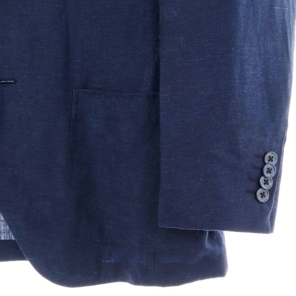【中古】グジ guji ウールリネン 3B テーラードジャケット ネイビー【 44 】【 状態ランクC 】【 メンズ 】