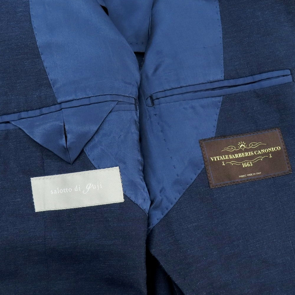 【中古】グジ guji ウールリネン 3B テーラードジャケット ネイビー【 44 】【 状態ランクC 】【 メンズ 】
