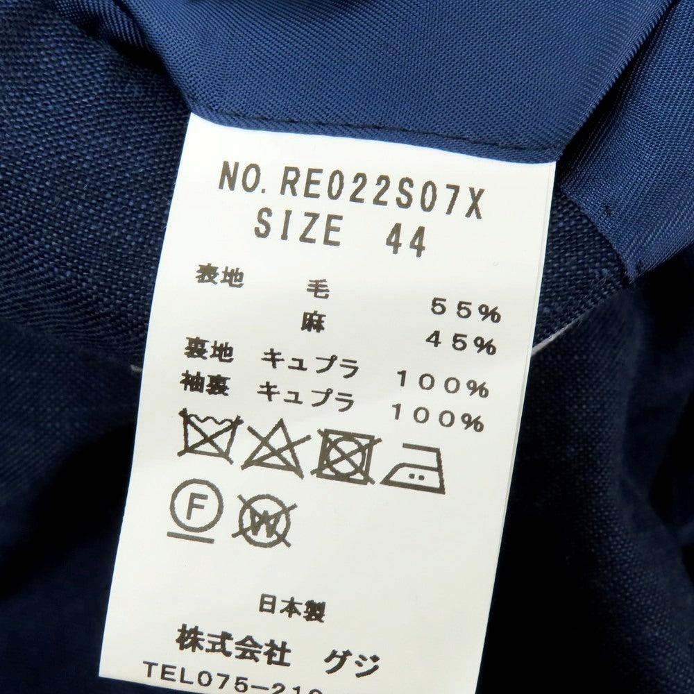 【中古】グジ guji ウールリネン 3B テーラードジャケット ネイビー【 44 】【 状態ランクC 】【 メンズ 】