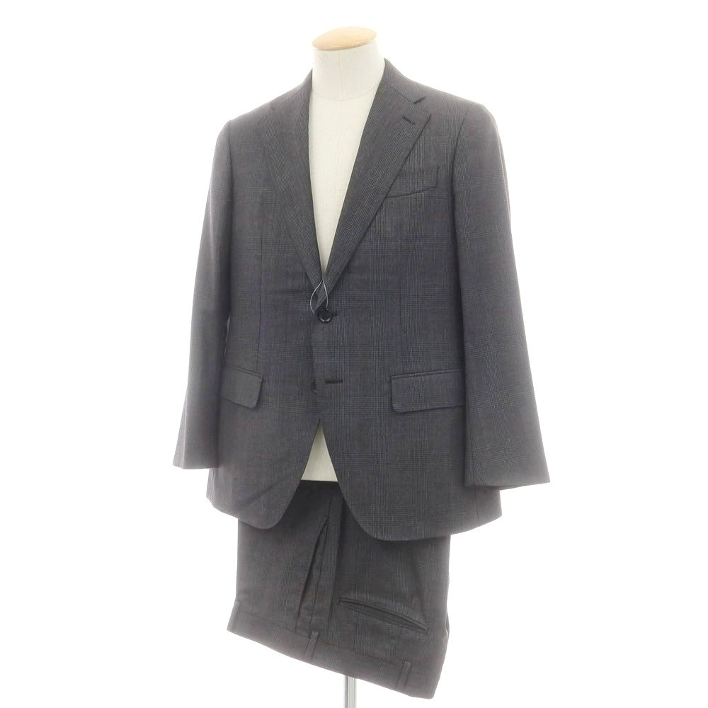 【中古】ダーバン D’URBAN ウール チェック 2つボタンスーツ ダークグレーxレッド【 AB4 】【 状態ランクC 】【 メンズ 】