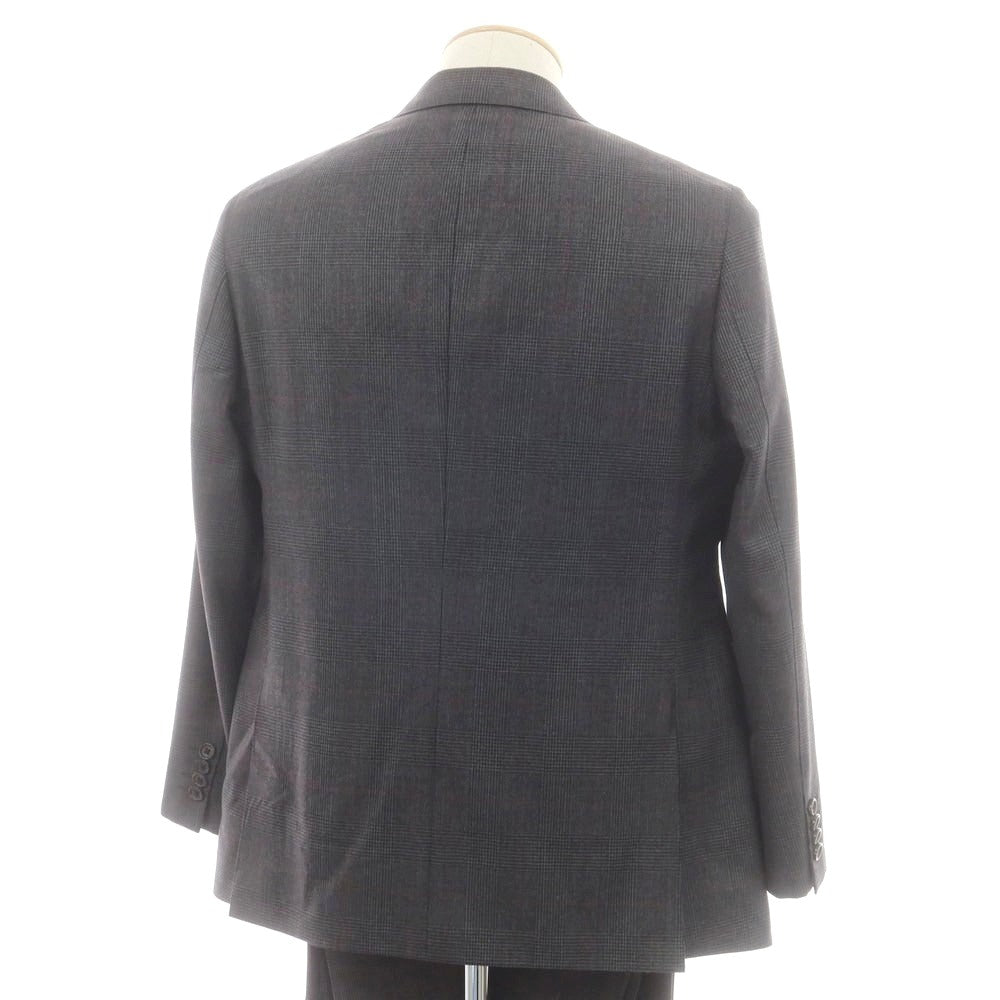 【中古】ダーバン D’URBAN ウール チェック 2つボタンスーツ ダークグレーxレッド【 AB4 】【 状態ランクC 】【 メンズ 】