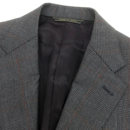 【中古】ダーバン D’URBAN ウール チェック 2つボタンスーツ ダークグレーxレッド【 AB4 】【 状態ランクC 】【 メンズ 】