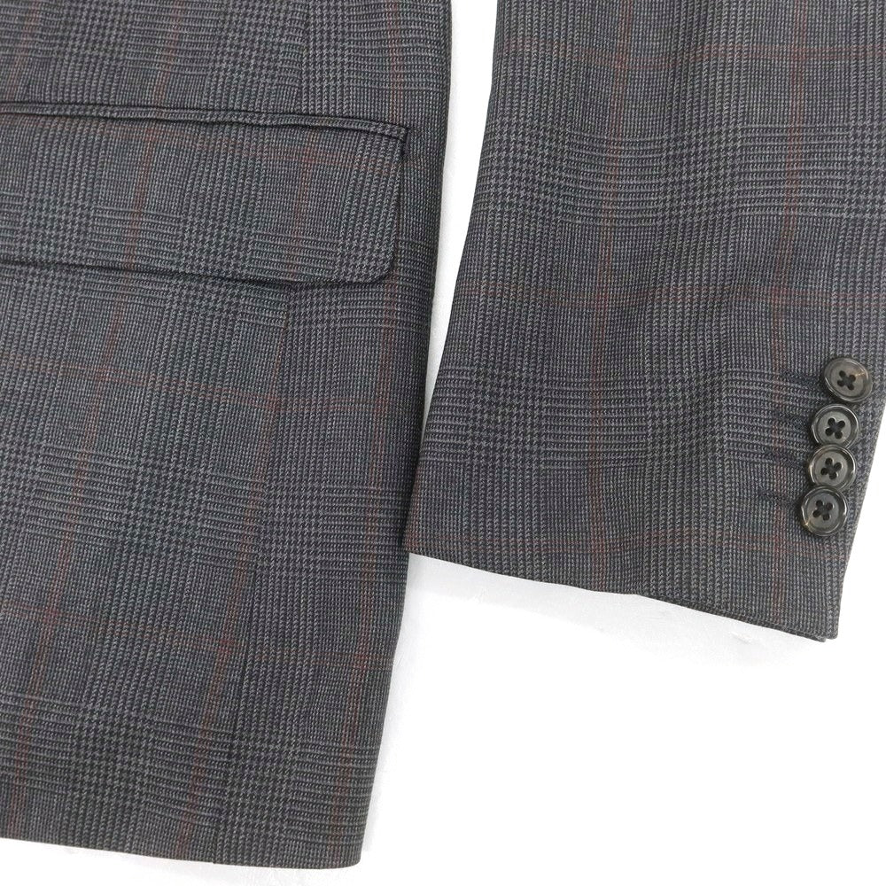 【中古】ダーバン D’URBAN ウール チェック 2つボタンスーツ ダークグレーxレッド【 AB4 】【 状態ランクC 】【 メンズ 】