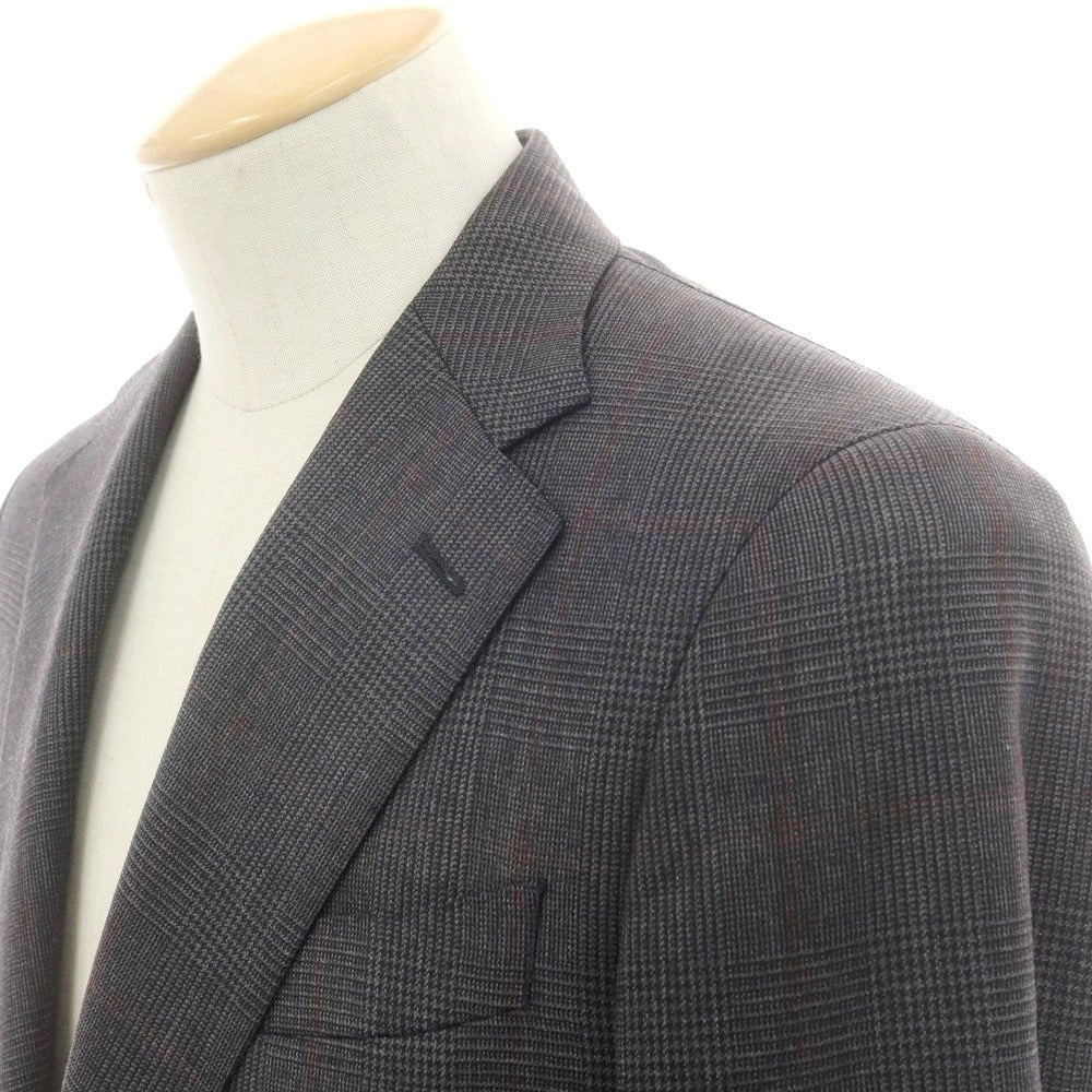 【中古】ダーバン D’URBAN ウール チェック 2つボタンスーツ ダークグレーxレッド【 AB4 】【 状態ランクC 】【 メンズ 】