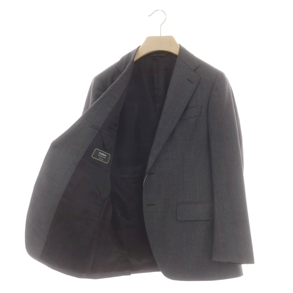 【中古】ダーバン D’URBAN ウール チェック 2つボタンスーツ ダークグレーxレッド【 サイズAB4 】【 状態ランクC 】【 メンズ 】 [CPD]